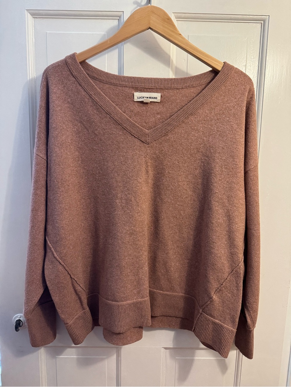 Lucky Brand Women's V-Neck Pullover Sweater - Tan